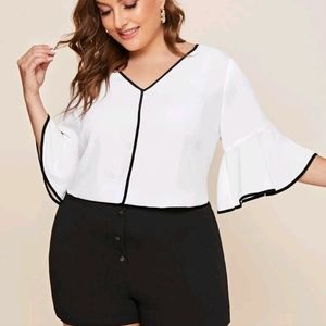 NEW Plus Size Bell Sleeve V-Neck Blouse